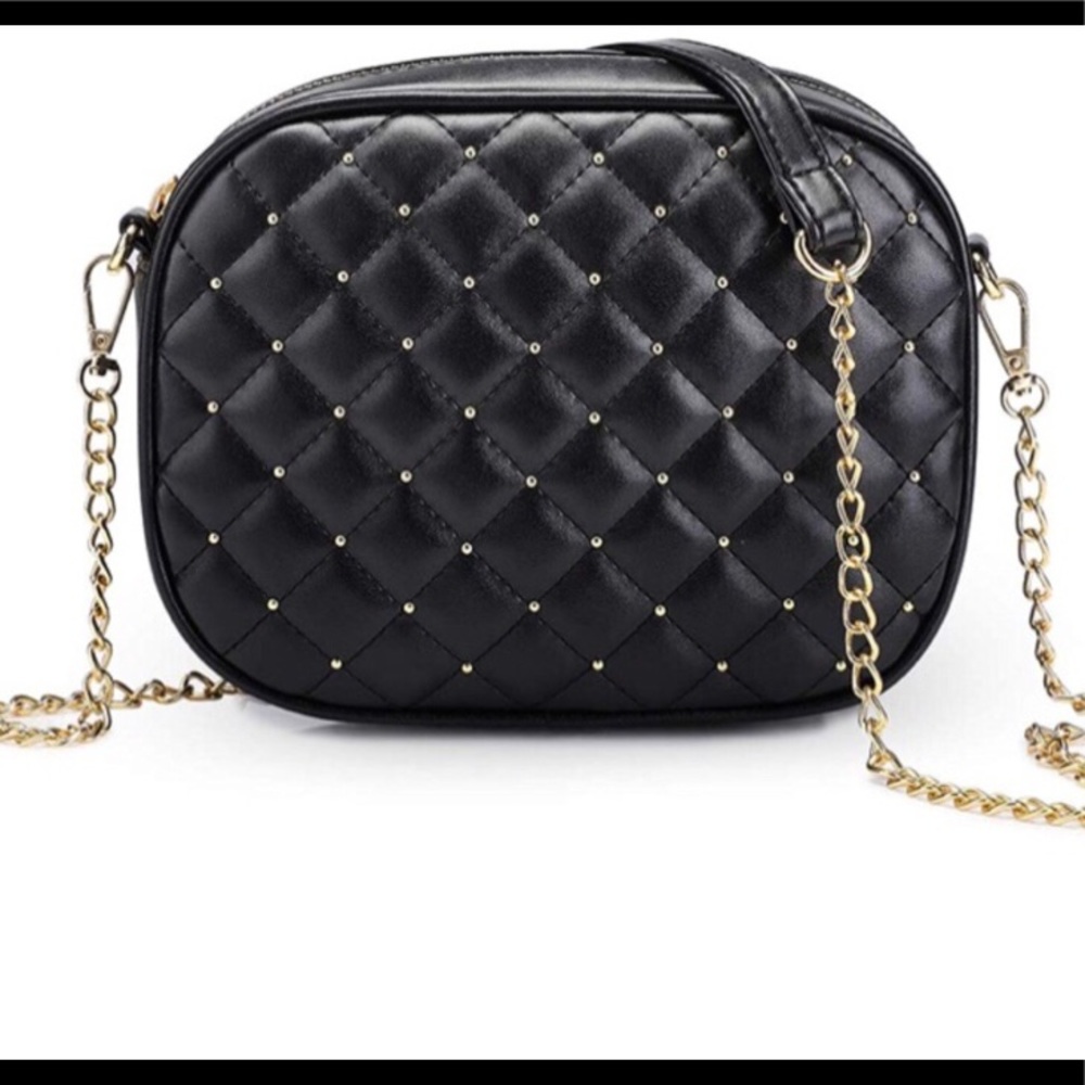 White Studded Quilted Crossbody Bag - Picture 3 of 3